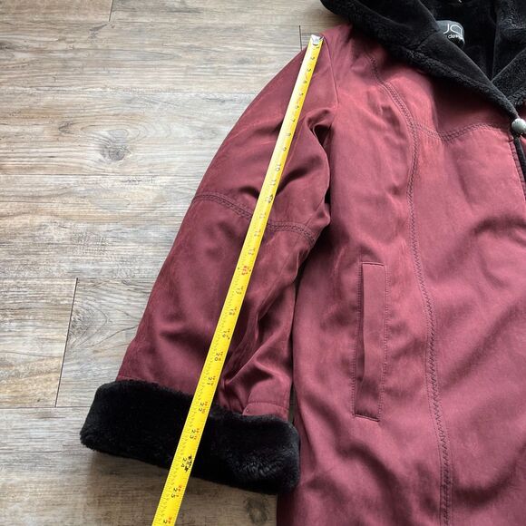 Utex Design Winter Coat Women's Small Oversized Full Length Faux Fur Vintage Red - Picture 6 of 10